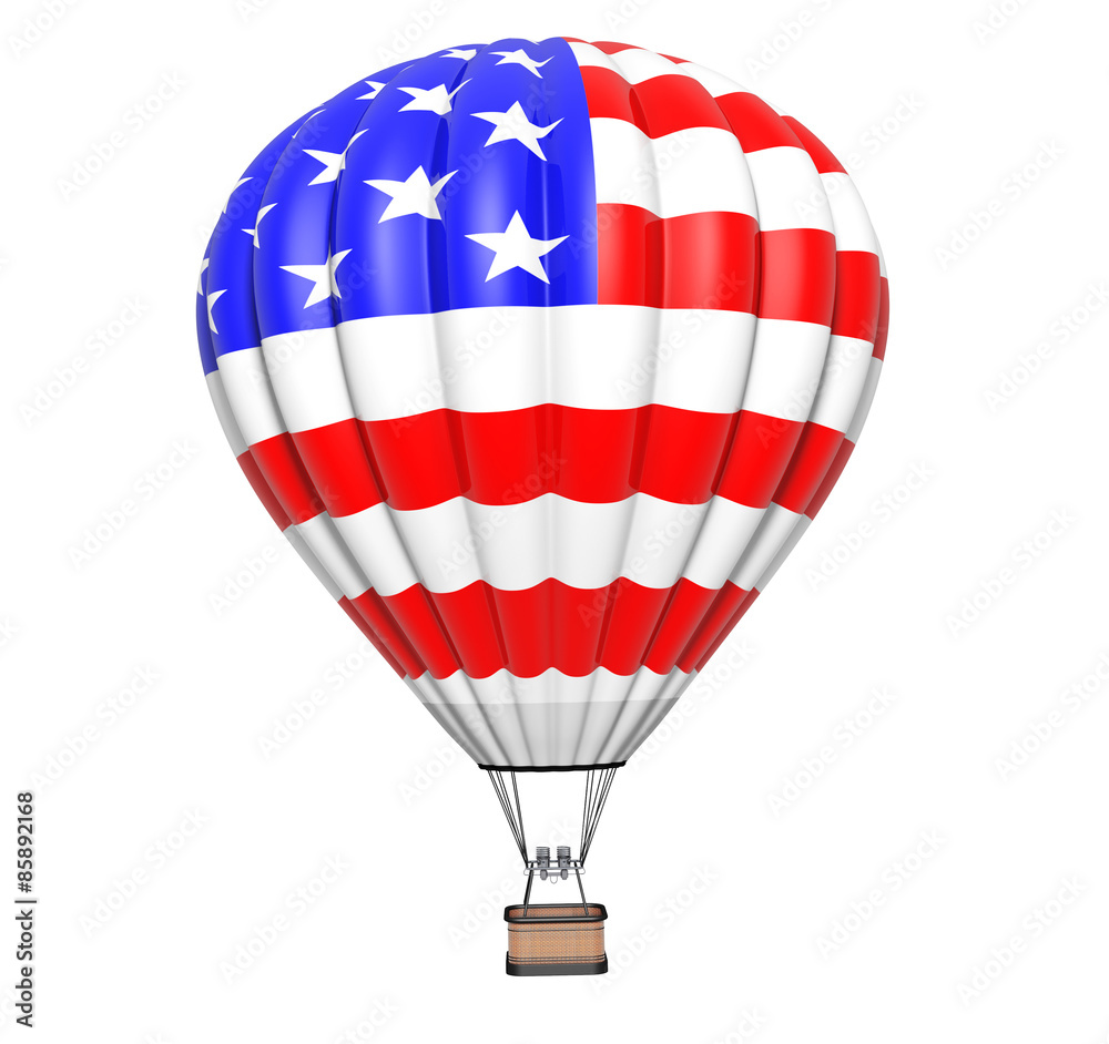 Fototapeta premium Hot Air Balloon as USA Flag in Flight