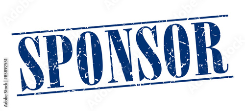 sponsor blue grunge vintage stamp isolated on white background