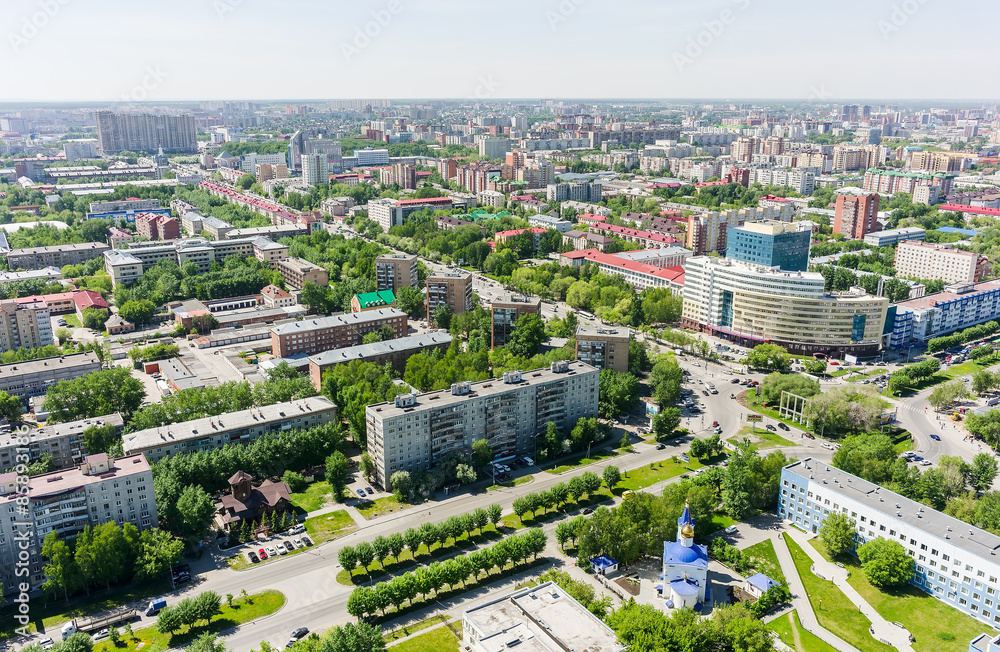 Aerial view on city hospital. Tyumen. Russia
