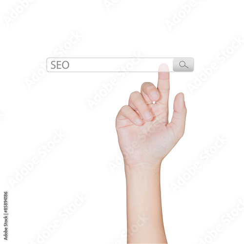finger click on search toolbar browser isolated white background