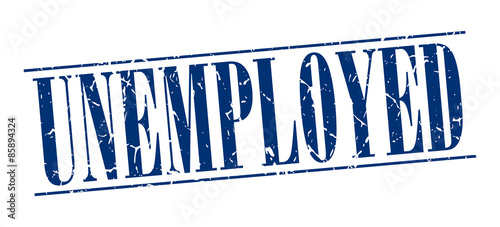 unemployed blue grunge vintage stamp isolated on white background