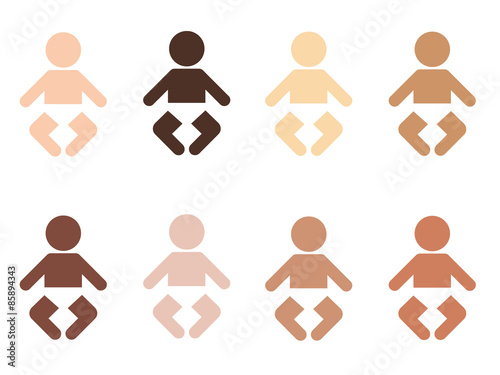 set of pictogram icons of different nationalities infants
