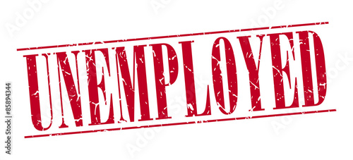 unemployed red grunge vintage stamp isolated on white background