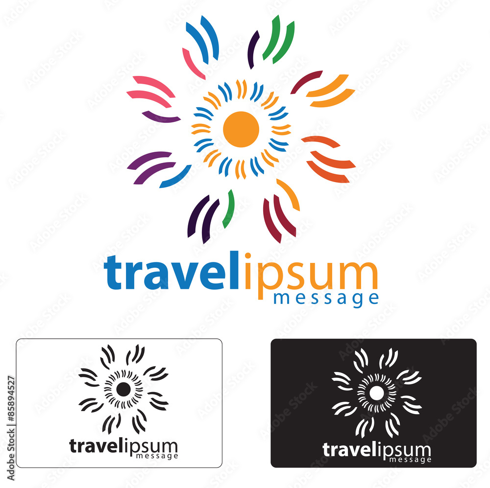 Travel logo concept  abstract sun illustration.