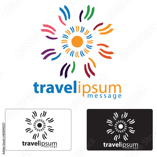 Travel logo concept abstract sun illustration.