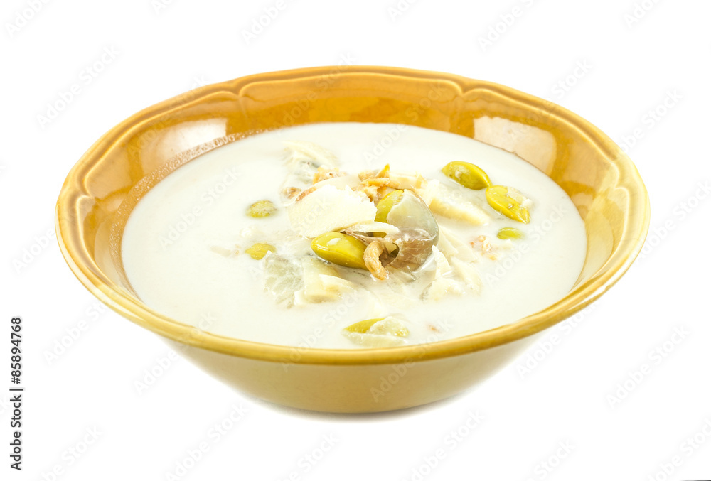 Soup made from coconut milk and vegetables Soup made from coconut milk and vegetables