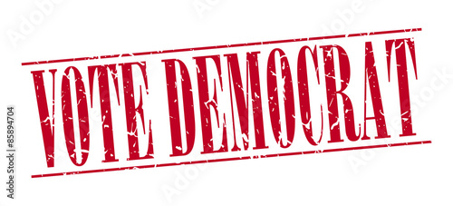 vote democrat red grunge vintage stamp isolated on white background