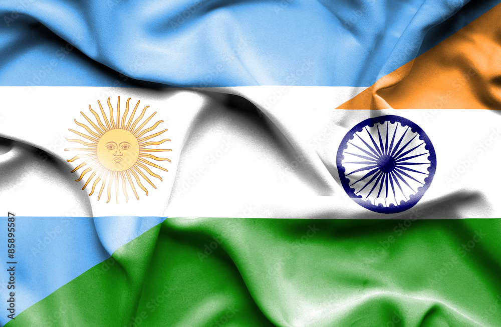 Waving flag of India and Argentina Stock Illustration | Adobe Stock