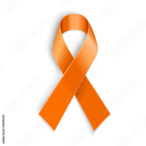 orange ribbon on white background.