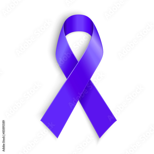 Purple ribbon as symbol of cancer awareness, drug overdose