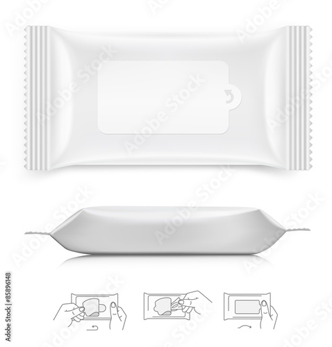 Wet wipes isolated on white background. Vector illustration