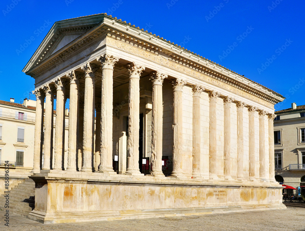 ancient roman Maison Carree in Nimes, France