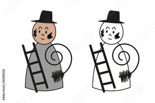 Figure of chimney sweep for coloring book.