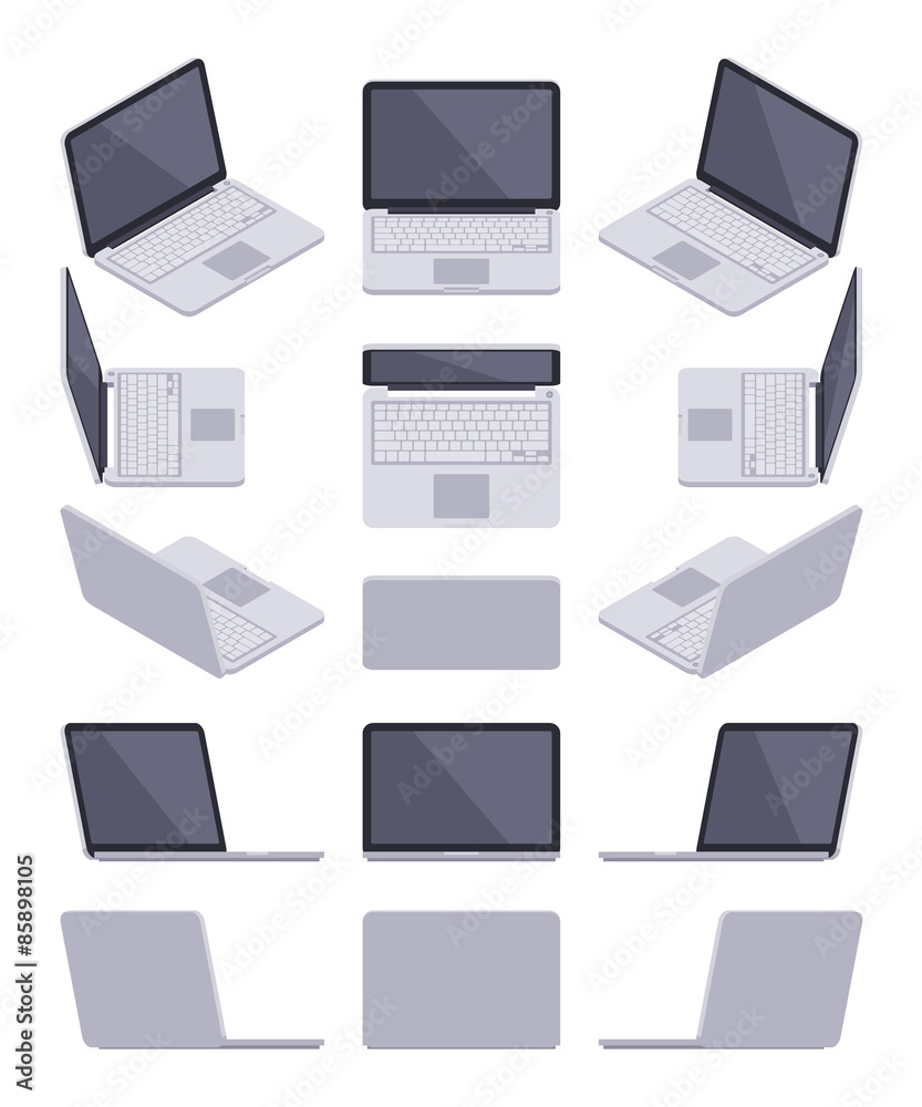 Isometric gray laptop Isometric gray laptop