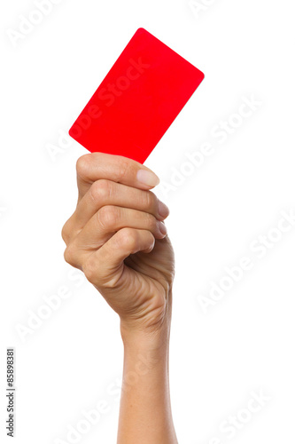 Red card in woman's hand