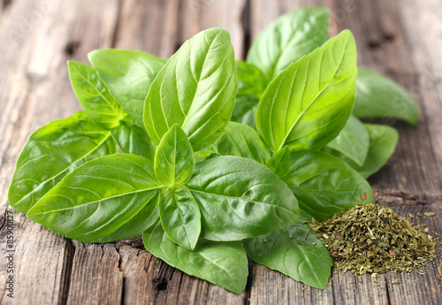 Fresh and dried basil