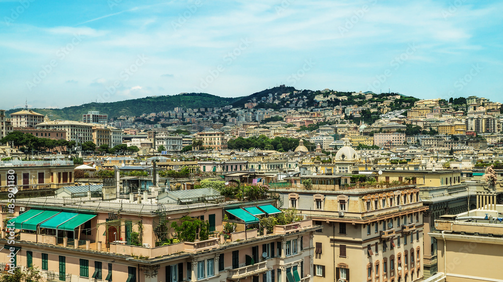 Italy Genoa view of the city from above