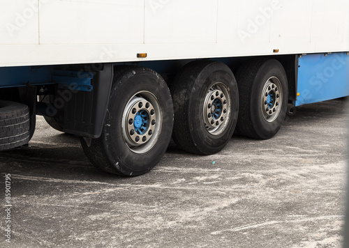 A set of tires on a trailer