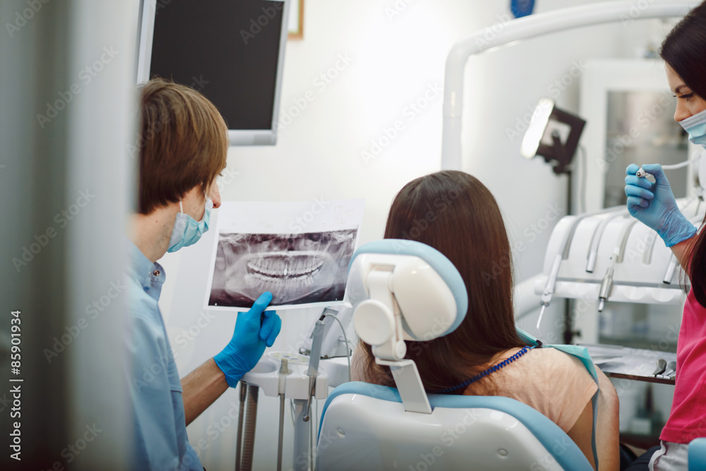 The girl on reception at the dentist The girl on reception at the dentist
