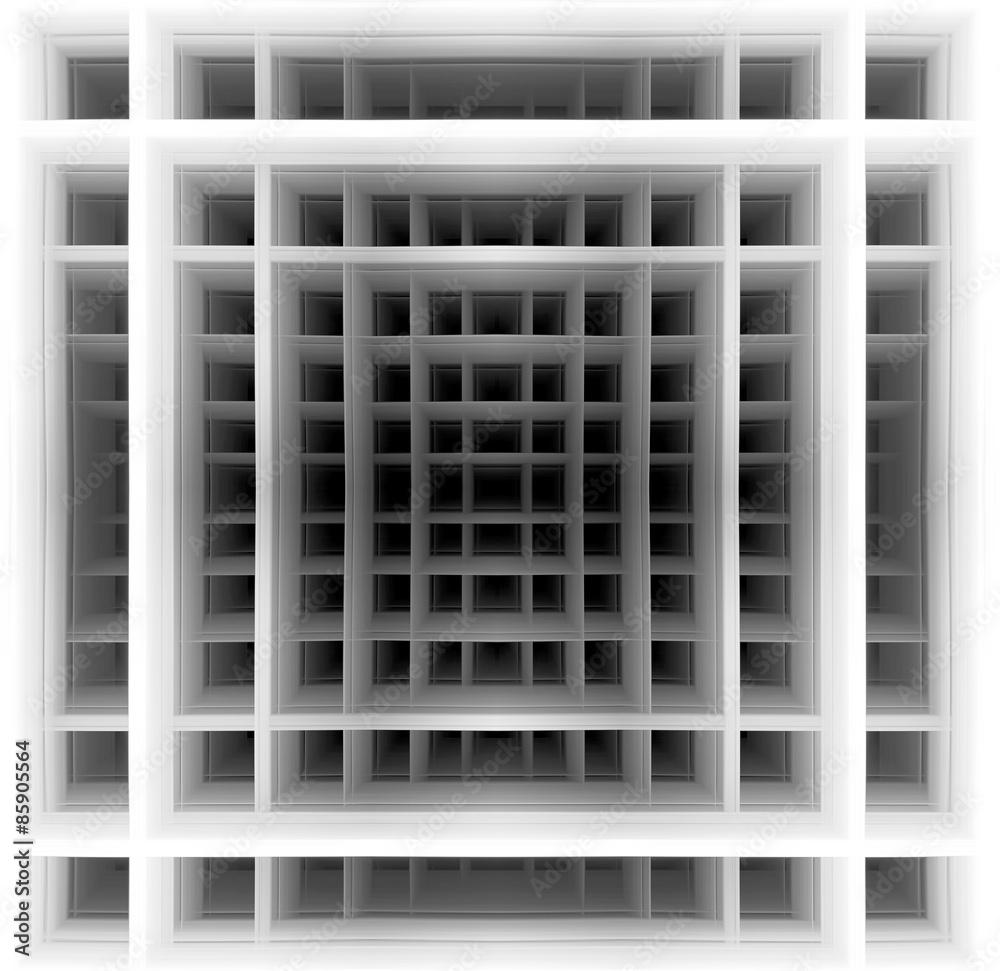 Three dimensional shape - black and white squares