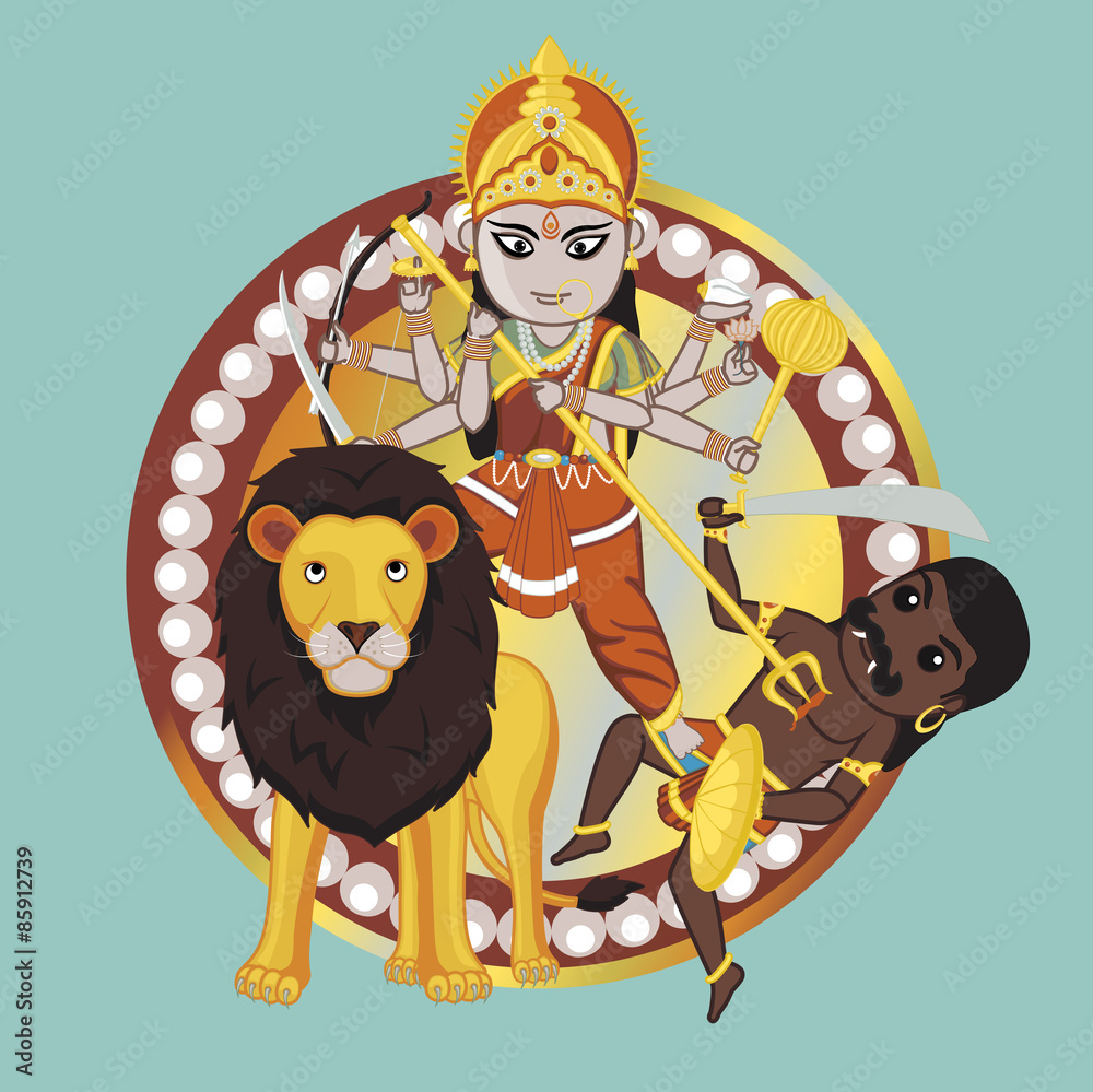 Mythology Indian Goddess – Durga Mata Stock Vector | Adobe Stock