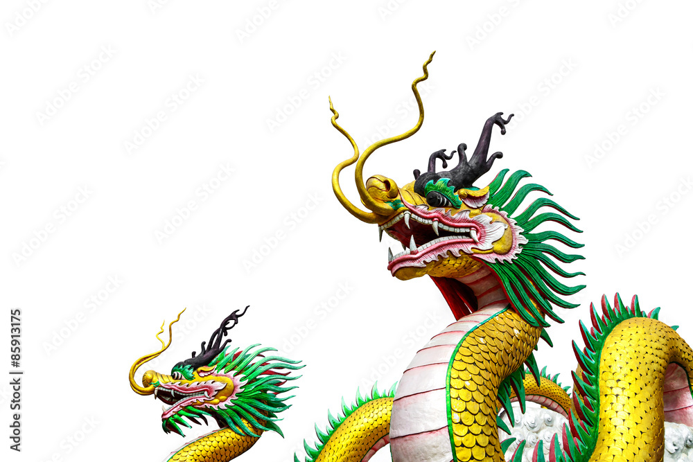 Obraz premium Chinese dragon statue isolated on white