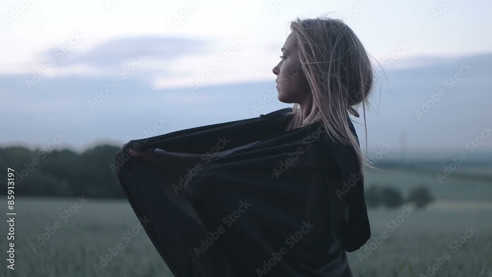 sexy woman wearing lingerie in the nature during sunset sexy woman wearing lingerie in the nature during sunset