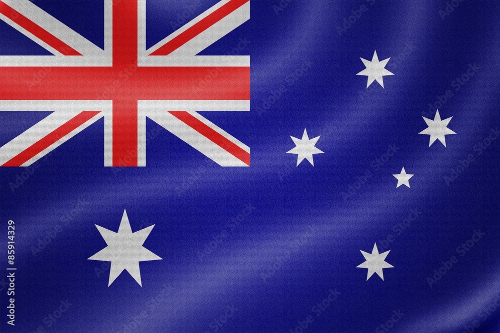 Fototapeta premium Australia flag on the fabric texture background