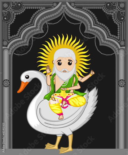 Lord Vishwakarma Riding on Swan