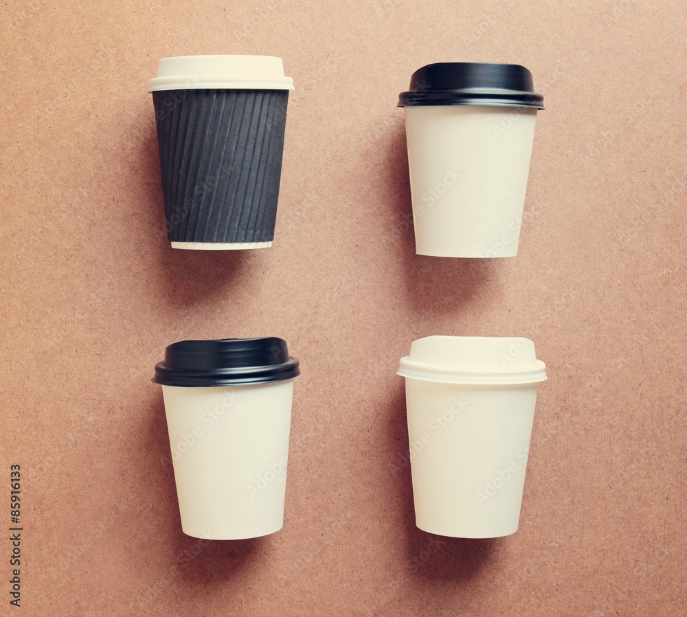 Paper coffee cup mock up for identity branding with retro filter Stock ...