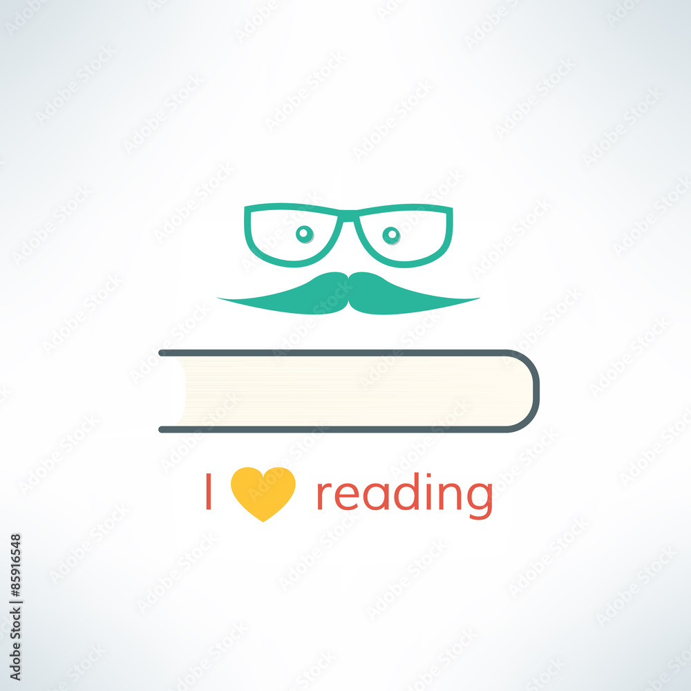 Vector love reading banner with heart and book in modern flat Vector love reading banner with heart and book in modern flat
