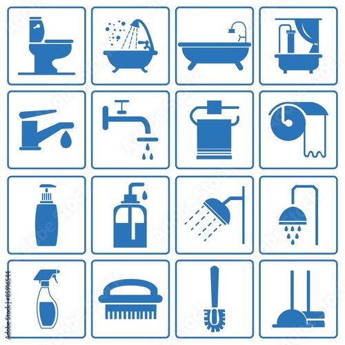 Bathroom Icon Silhouette Blue