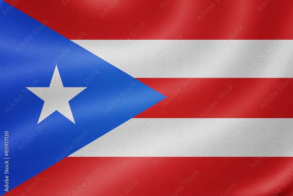 Puerto Rico flag on the fabric texture background