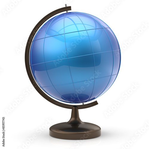 Blue globe blank sphere planet Earth geography studying icon