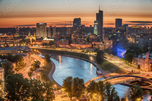 Aerial night panorama of Vilnius, capital city of Lithuania