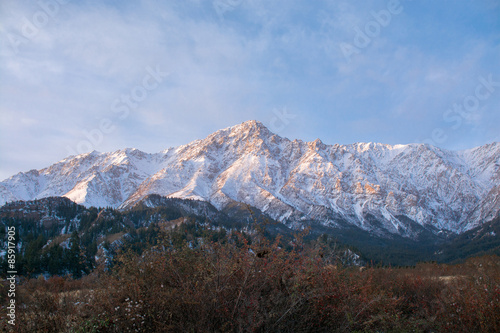 Snow mountain in light of sunrise, Gansu Province, China