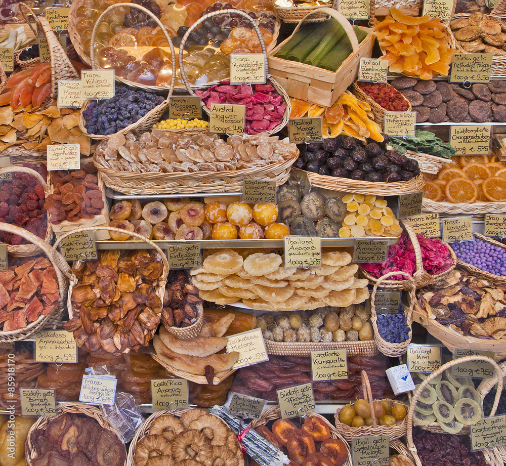 Candied fruits in display