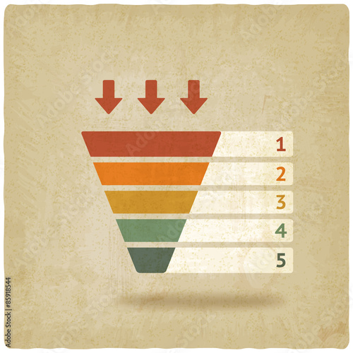 color marketing funnel symbol old background