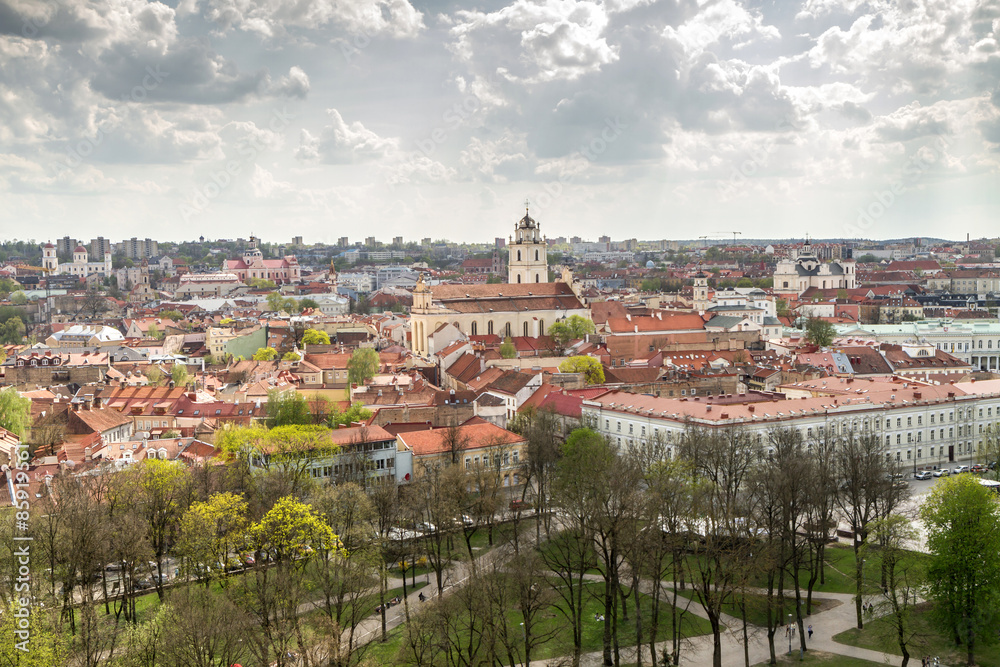 Vilnius Home roofs from above