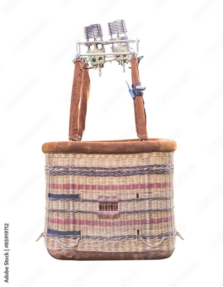 Naklejka premium Hot air balloon basket isolated on white background with clipping path