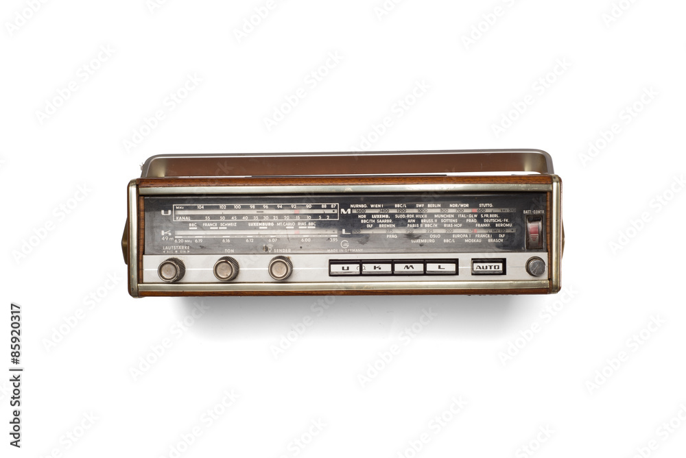 Fototapeta premium Old retro radio isolated on white background