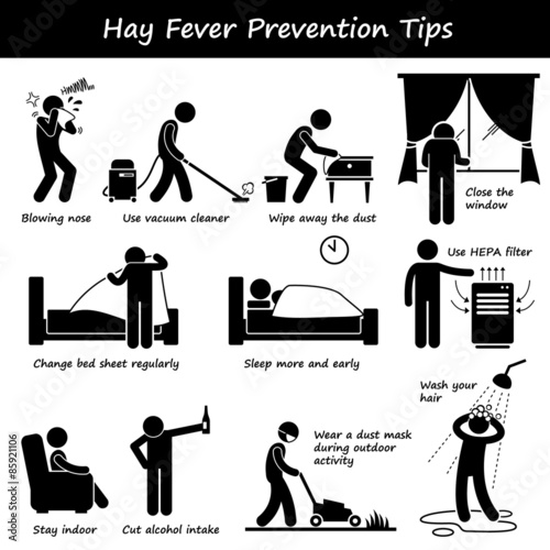 Hay Fever Prevention Allergy Tips Vector Illustrations