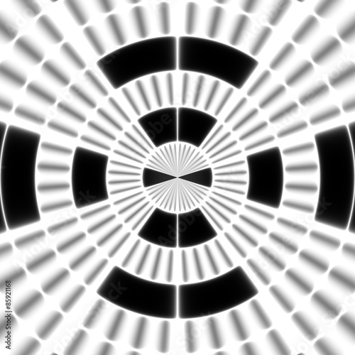 Target. Regular black and white curtain pattern aligned in eggs. Halftone rich pattern illustration. Abstract fractal black and white background