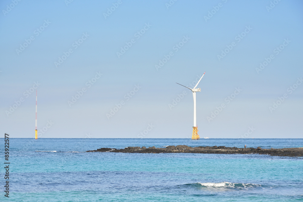 wind power generators in seaside, Jeju Island