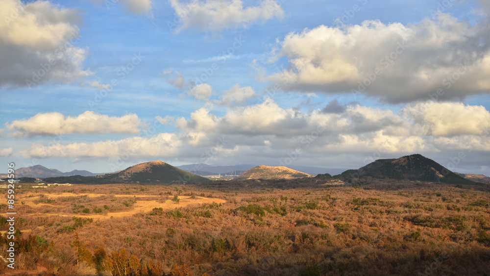 Fototapeta premium view from Mundoji volcanic cone in Jeju Island, Korea