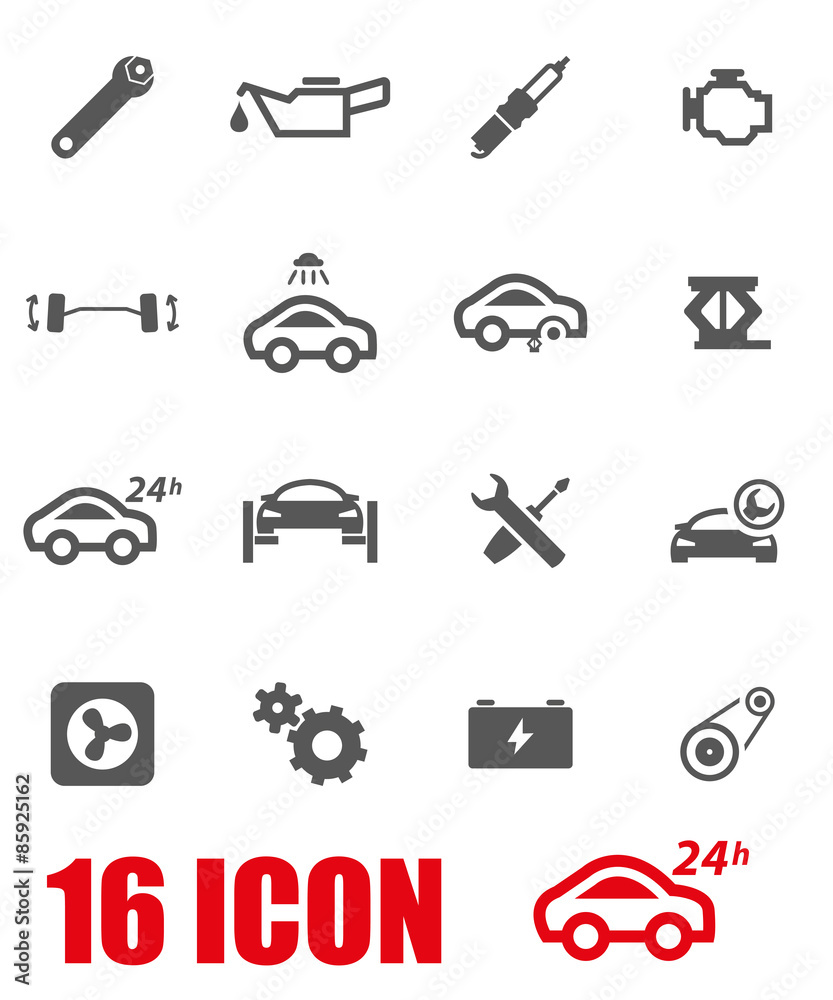 Vector grey car service icon set