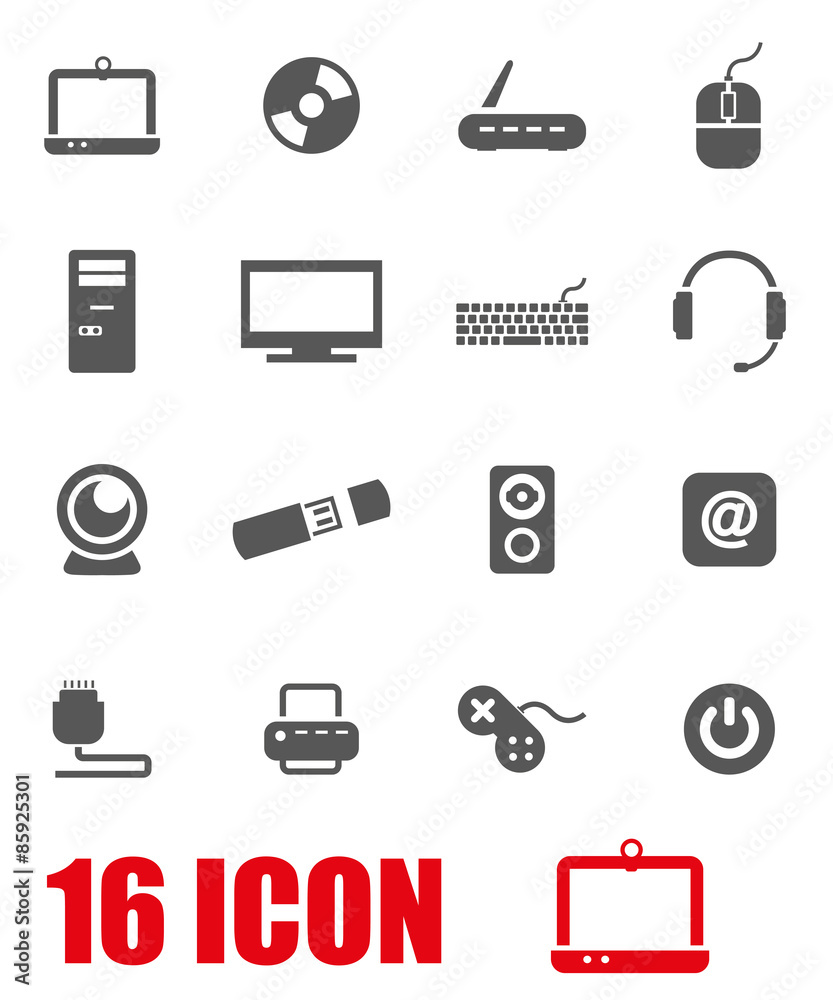 Vector grey computer icon set Vector grey computer icon set