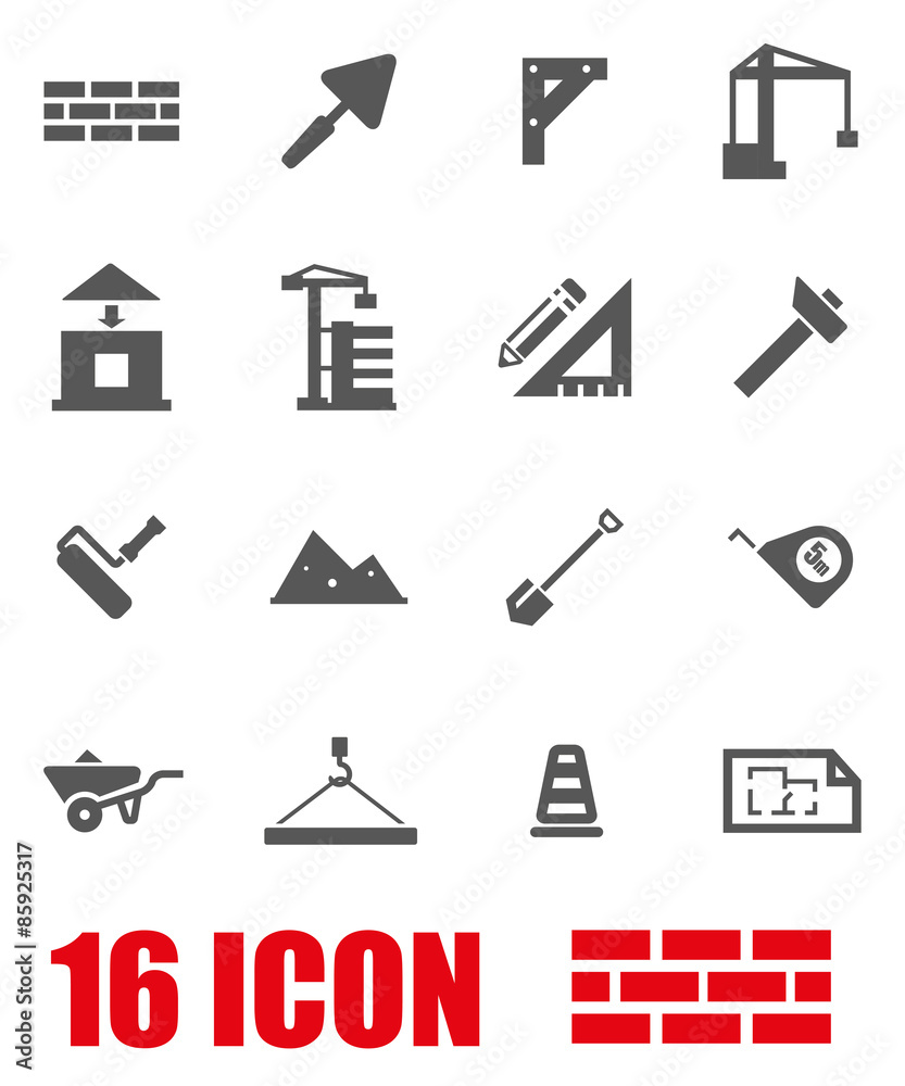 Obraz premium Vector grey construction icon set