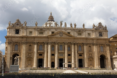 Saint Peter's Basilica with streams of tourists