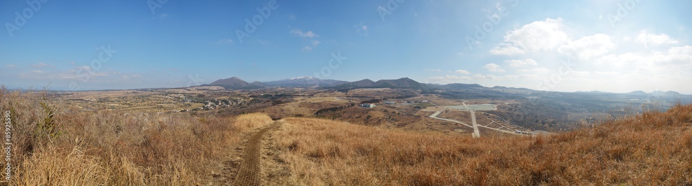 Panorama View from SaeByeol Volcanic Cone in Jeju Island